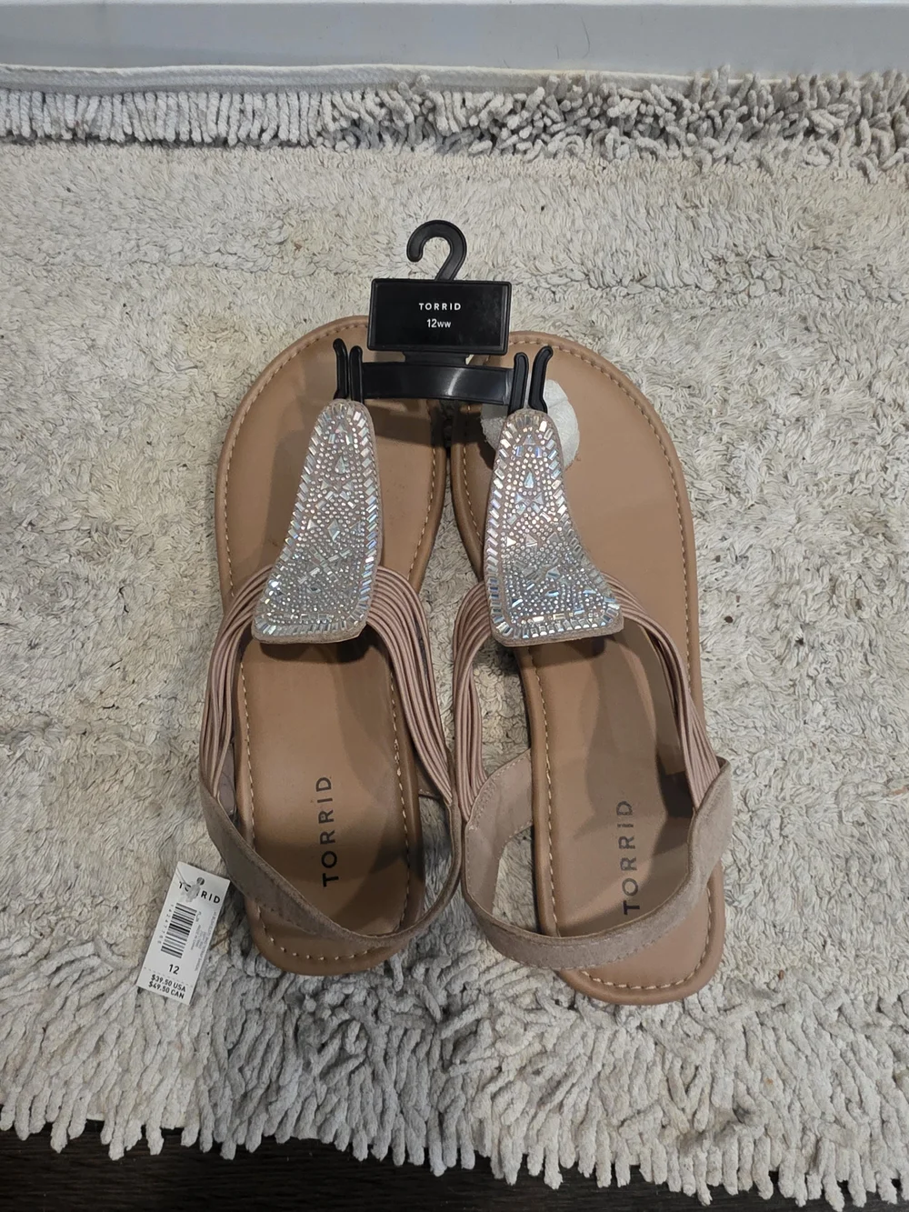 torrid blush crystal T-strap sandals